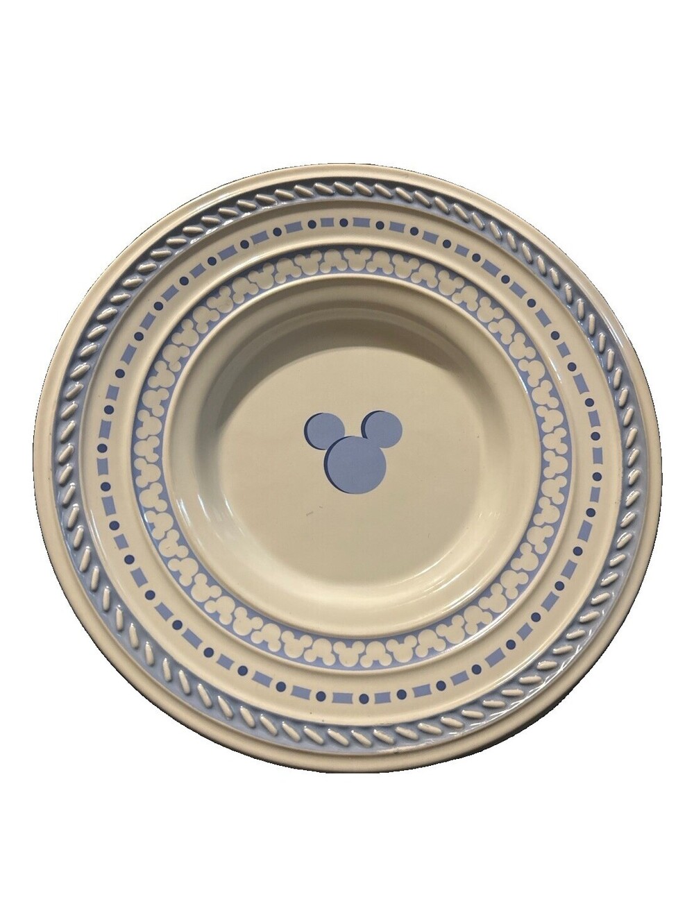 Disney Parks Gourmet Mickey Mouse Blue White Plates Set of 4 Thailand salad Size